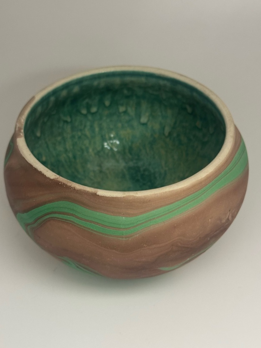 Garden of gods Green and Brown Ceramic Art Bowl